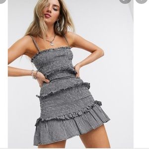 Asos berksha mini smocked plaid dress